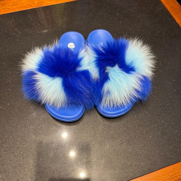Real Fox Fur Slides with Rubber Soles - Picture 3 of 7